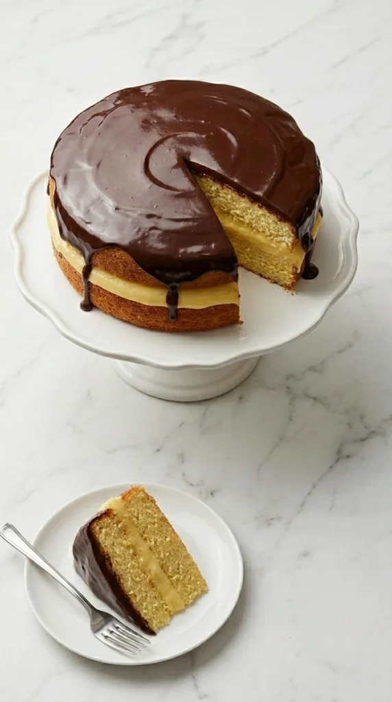 Classic Boston Cream Cake Recipe Made Easy 7 Add Chocolate Topping