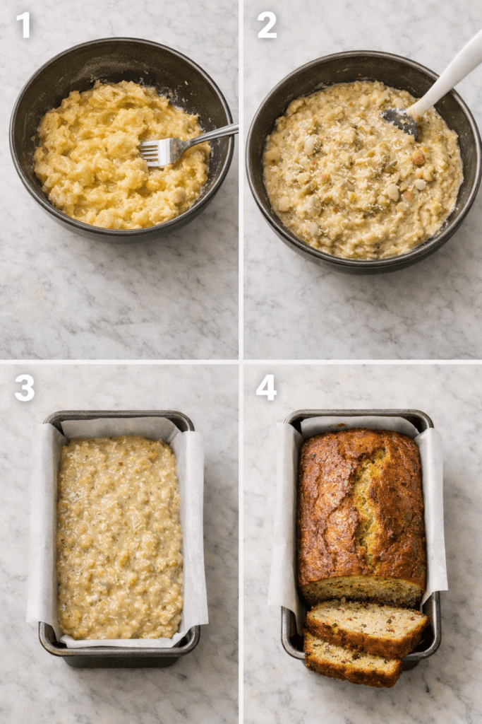 Step by Step Preparation for Hawaiian Banana Bread