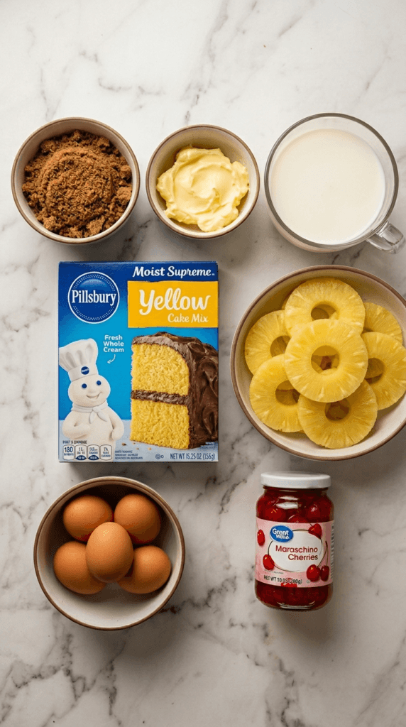 Pineapple Upside Down Cake with Cake Mix Ingredients