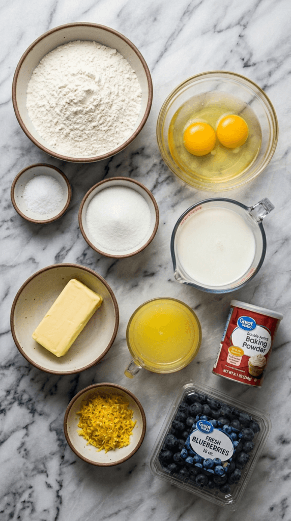 Ingredients for Lemon Blueberry Bread