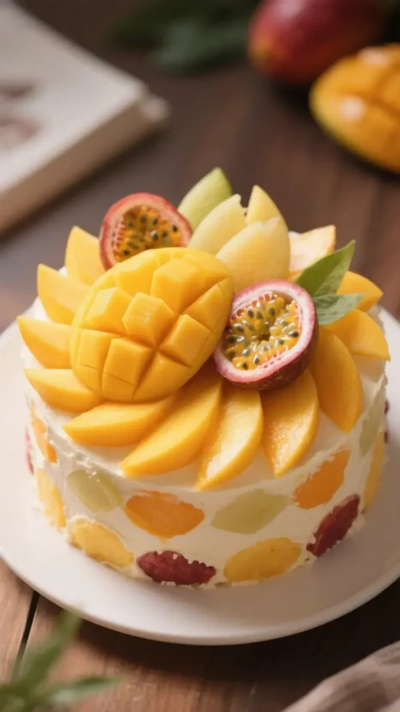 Mango and Passionfruit Exotic Fruit Cake