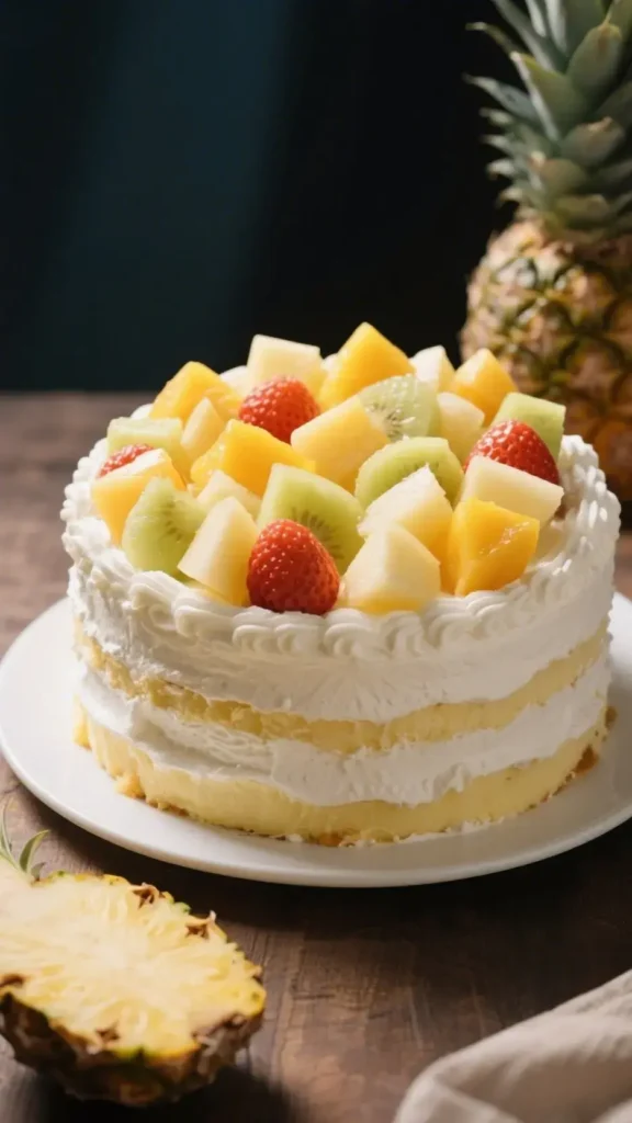 Tropical Pineapple Coconut Fruit Cake
