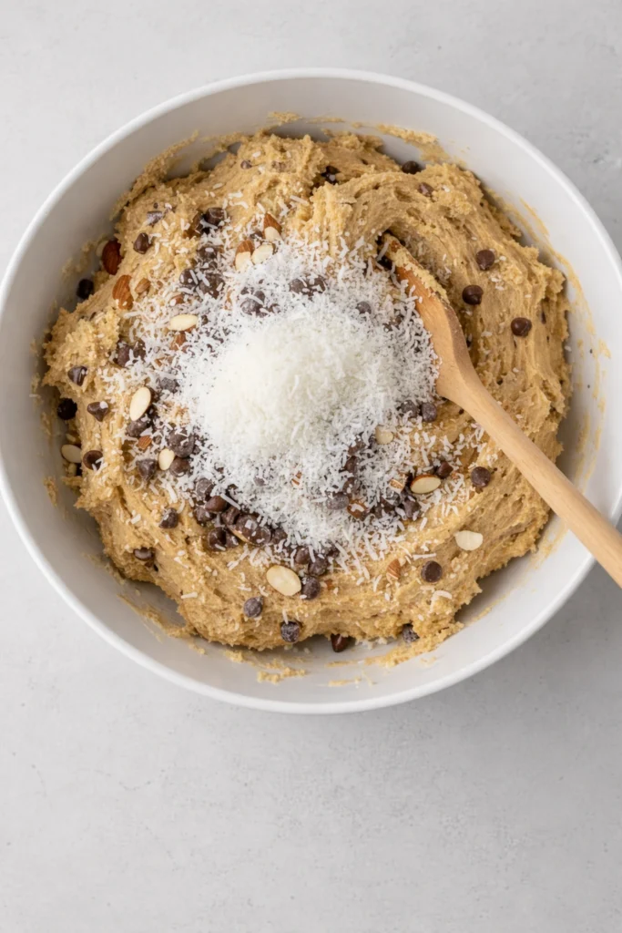 Perfect Almond Joy Cookies Recipe 4 Adding Coconut Chocolate and Almonds