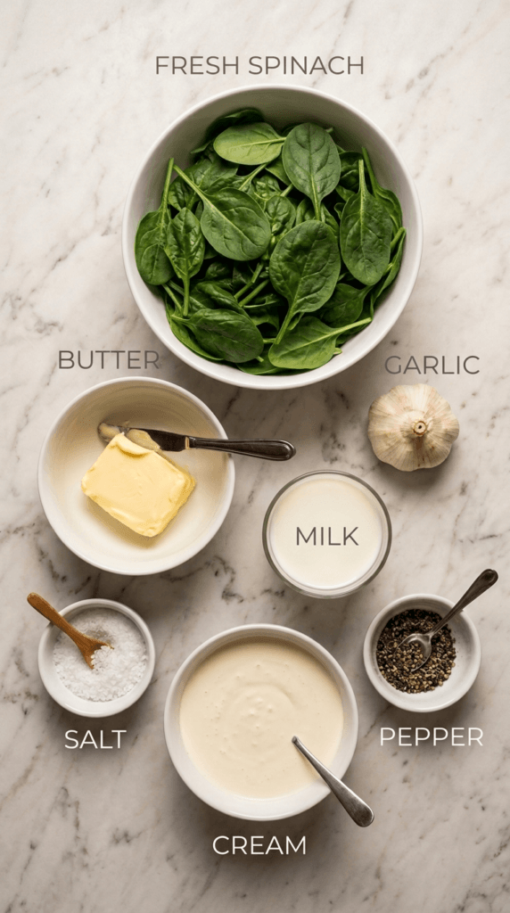 Creamy Spinach Recipe Ingredients