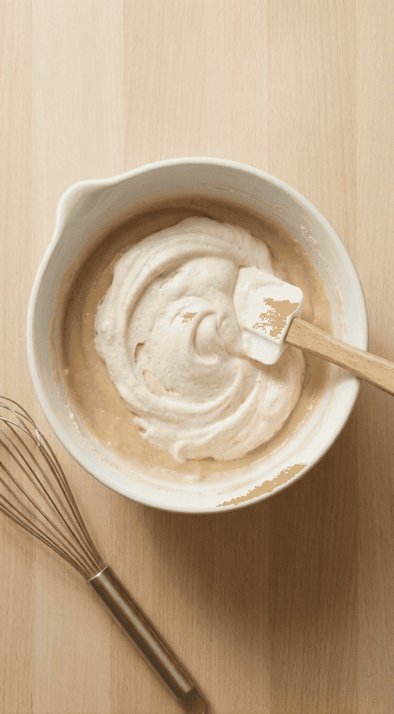 Now you gently fold whipped topping or cream into the base