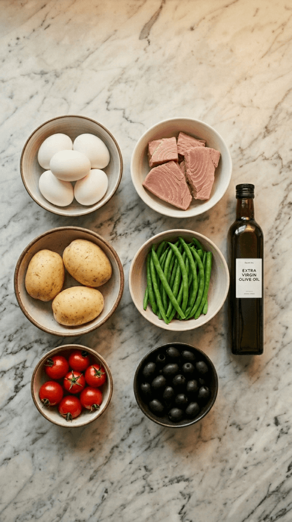ingredient list for salade niçoise